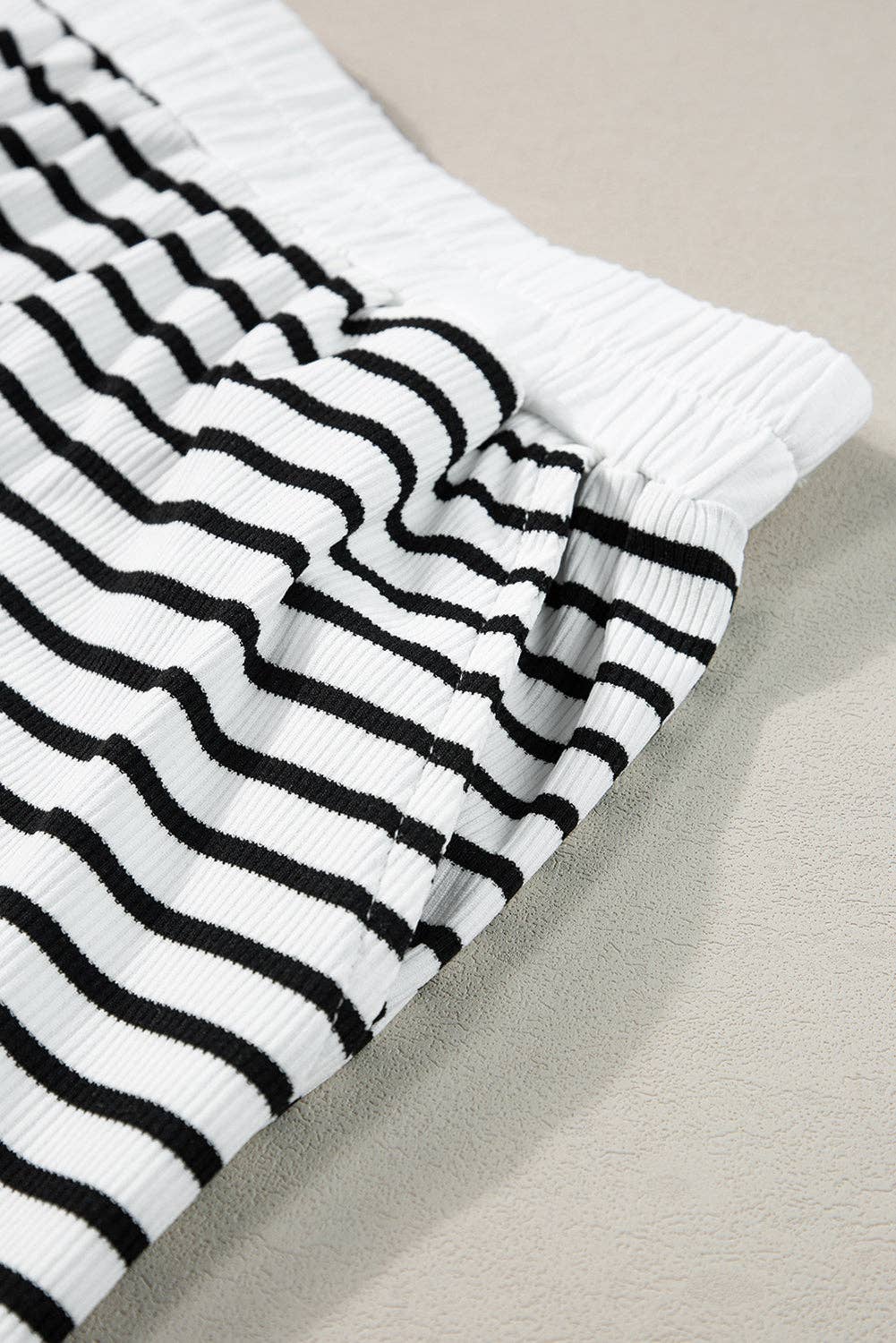 White Stripe Shorts Set