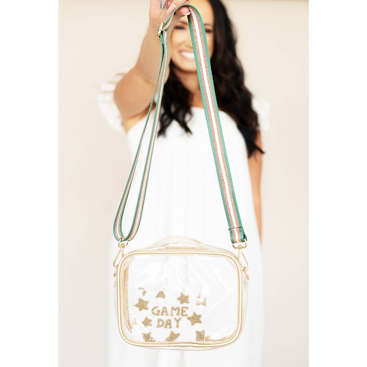 Green & Bronze Stripe | Crossbody Strap