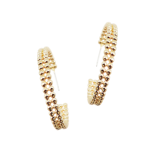 Gold Beaded Hoop Earrings