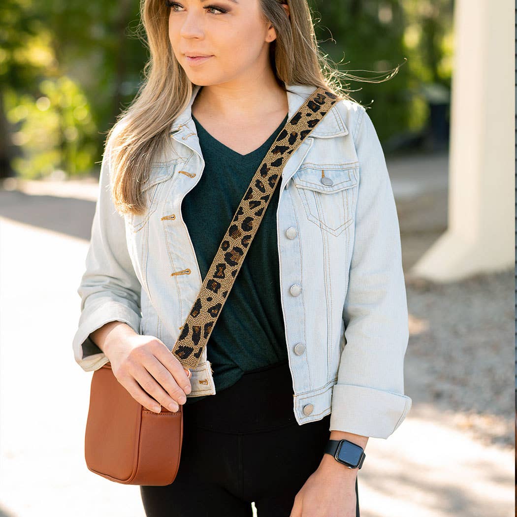 Leopard Beaded Crossbody Strap
