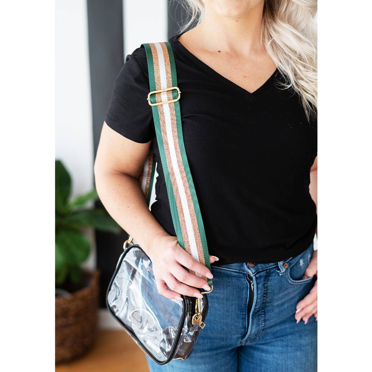 Green & Bronze Stripe | Crossbody Strap